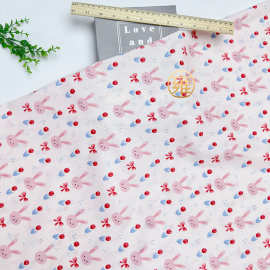 卡通可爱小兔主题平纹印花布料文艺小清新上衣裤子服装手工面料