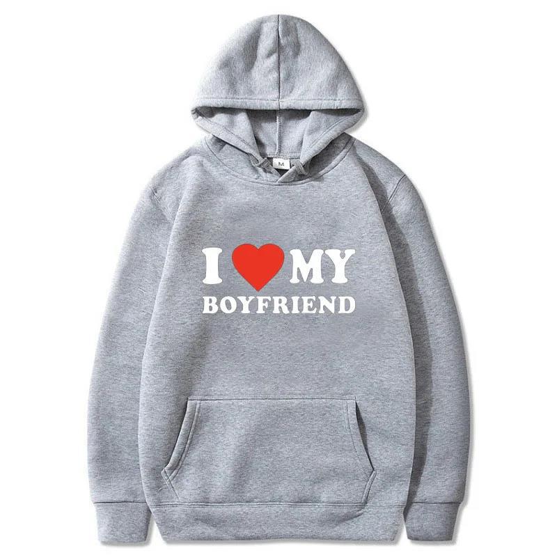 I love my boyfriend girlfriend printed sweater couple fashion sports shirt Harajuku casual coat sweater