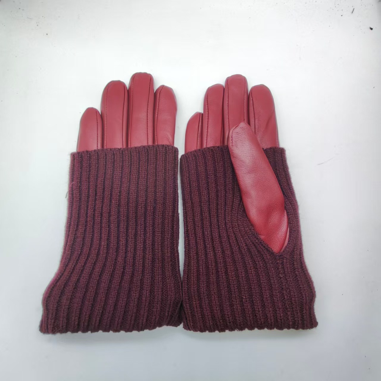 【양모 립 양가죽 장갑】 와인색