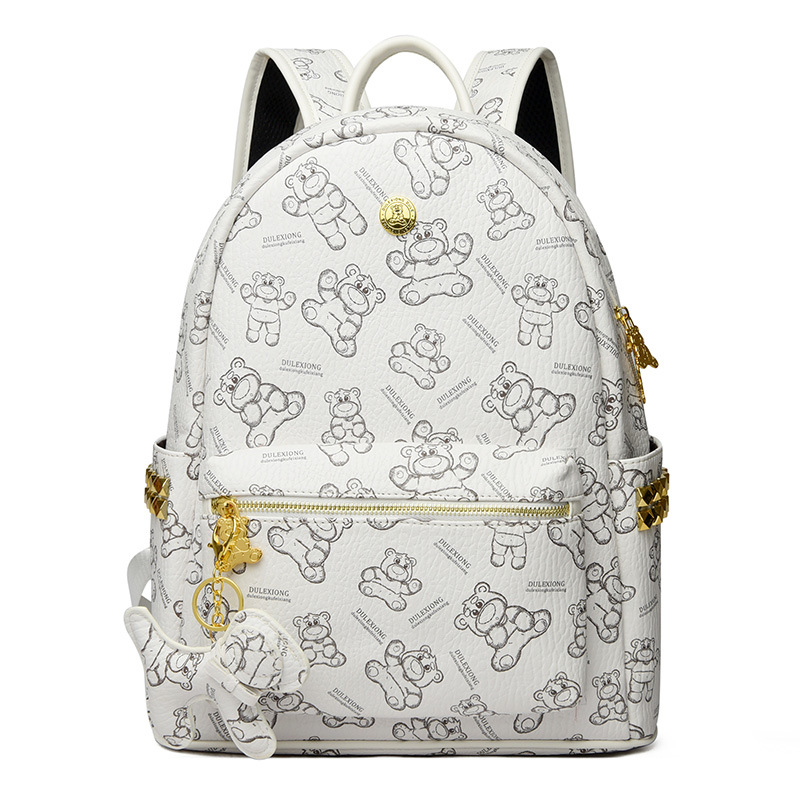 2025 nueva impresión de comercio exterior bolsas de mujer moda coreana de gran capacidad mochila de mujer caricatura lindo oso mochila
