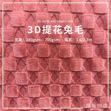 新款批发3D提花兔毛睡衣家居服饰布料3D数字提花毛绒时装外套面料