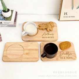 现货木质家用桌面茶盘  创意原木色木质隔热垫咖啡杯餐厅托盘