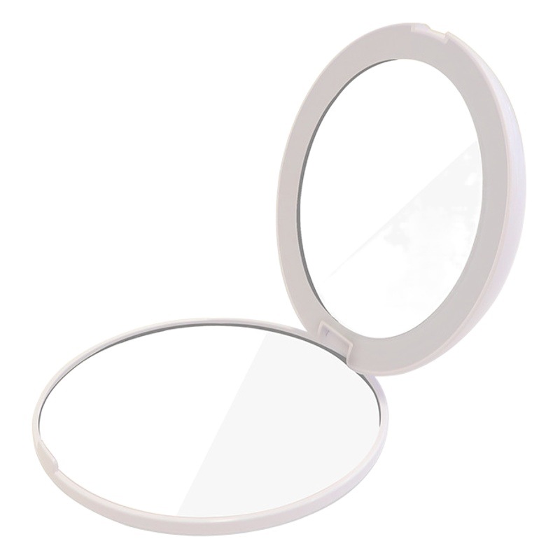 Venta al por mayor luz LED espejo de maquillaje moda red Luz de relleno 5X agrandado espejo plegable de doble cara espejo de regalo redondo