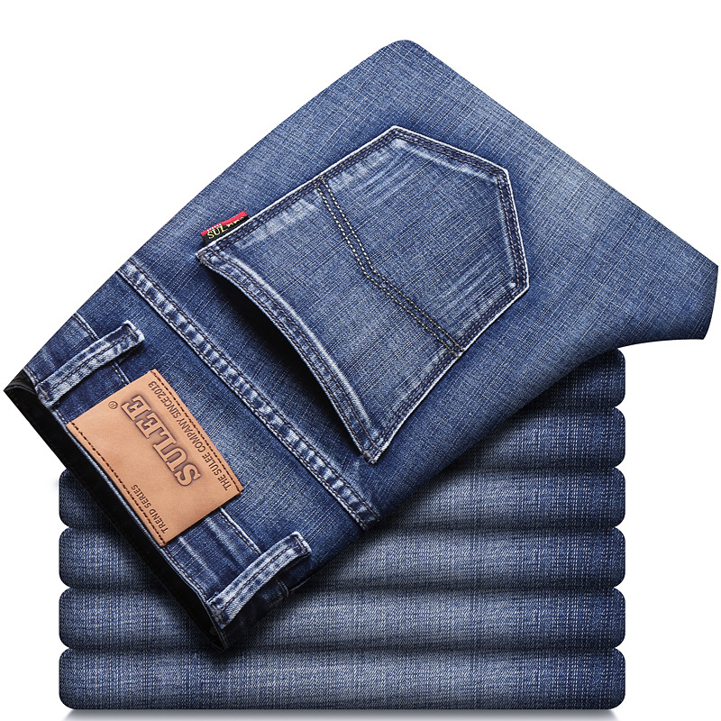 Pantalones Vaqueros para Hombre Su Lee, Otoño e Invierno, Corte Recto, Holgados, Elásticos, de Negocios, Modernos, de Marca, Transfronterizos