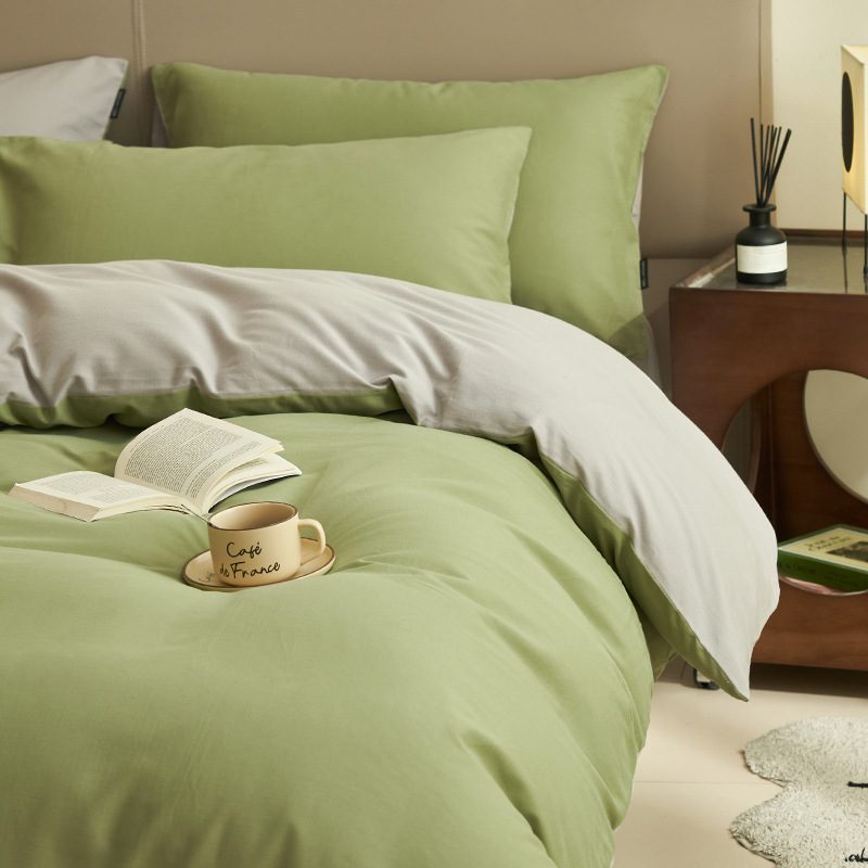 Cama de algodón lavado con agua de algodón ligero lujoso de alto nivel dormitorio principal simple sábanas cubiertas de algodón conjunto de tres piezas