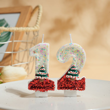 跨境亚马逊热销创意圣诞树数字蜡烛0-9女孩生日diy圣诞节派对装饰