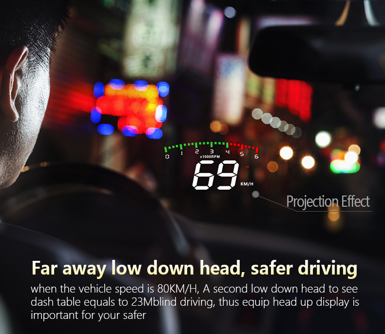 Car Head-Up Display Hd Obd2 Head-Up Display Portable In-Car Hud Projection Digital Instrument Modification