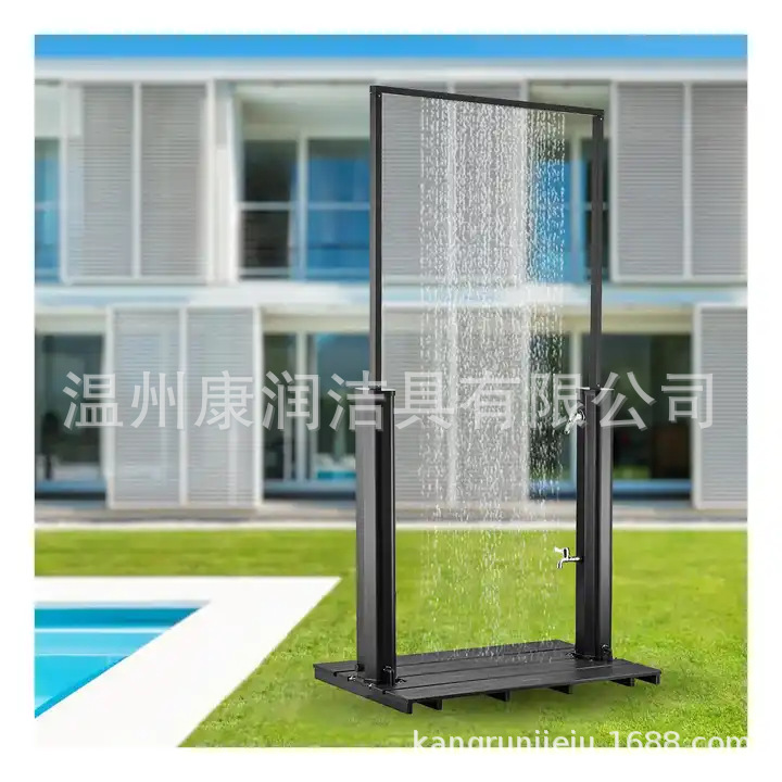 Columna de ducha de puerta solar al aire libre, 40 litros de capacidad Negro, disfrute de la ducha multipersonal