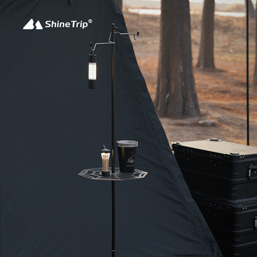 Outdoor camping aluminum alloy folding light stand blackened lightweight light hook mini table set including pan/tilt