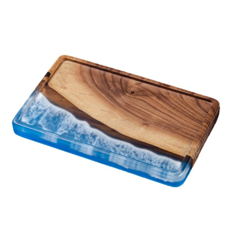 Placa de té de madera sólida regalos de hotel retro bandeja de nuez negra bandeja de té rectangular china simple platos de comedor