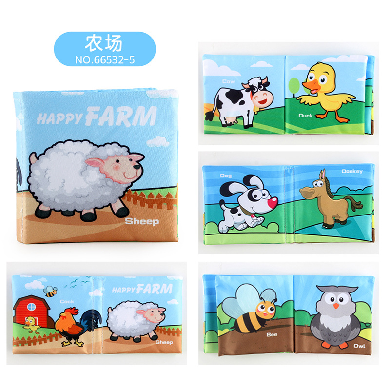 Bebé transfronterizo libro de tela desgarrable juguete 4 páginas 8 lados educación temprana cognición lavable desgarrable Palm libro de tela papel de llamada