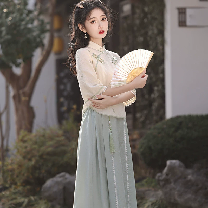 Чонсам, комплект, Hanfu для учащихся начальной школы, платье, китайский стиль