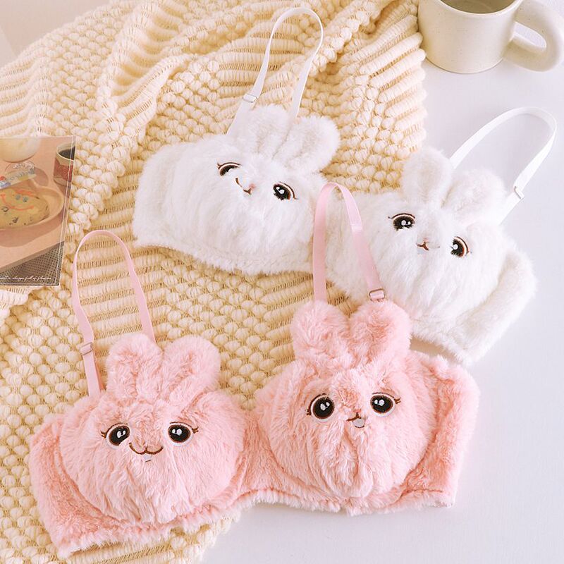 Japanese-Style Women's Lingerie Autumn and Winter Fluffy Small Chest Push-Up Sexy Sweet Cute Warm Rabbit Fur Bra Set Japanese-Style Women's Lingerie Autumn and Winter Fluffy Small Chest Push-Up Sexy Sweet Cute Warm Rabbit Fur Bra Set
