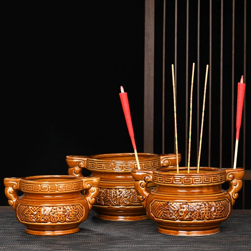 Керамическая курильница, бронзовая курильница с двумя ушками для домашнего использования, керамическая курильница Будды, курильница Бога богатства, производитель оптом