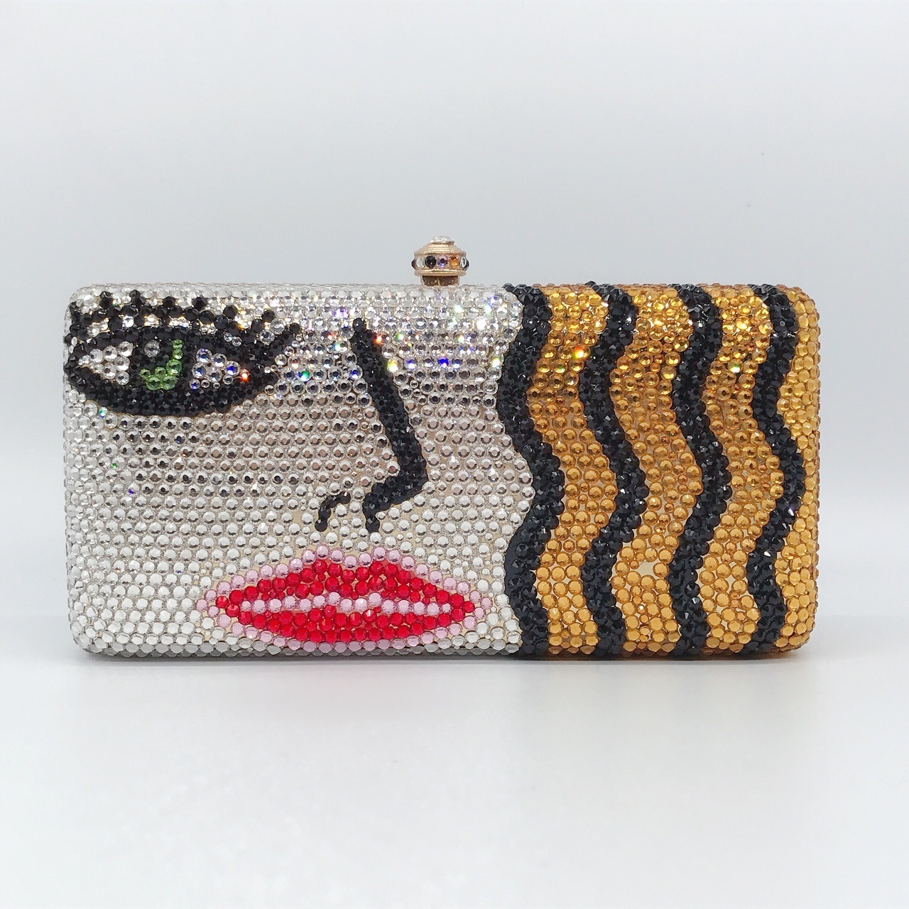 * Bolsa de cena de diamantes transfronterizos cabeza de belleza fondo plano lleno de bolsas de cristal de diamantes caja cuadrada bolsas de diamantes bolsas de mano de mujer suave