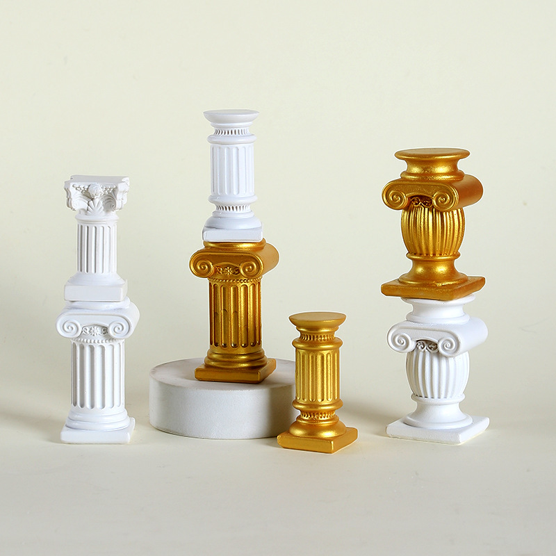  European Roman Column Ornaments Desktop Decoration Resin Crafts Candlestick Aromatherapy Candle Base Shooting Props
