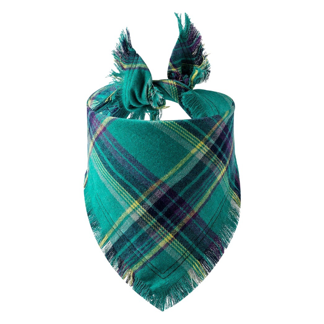 Tanpopo en stock transfronterizo nuevo Plaid borla triángulo toalla mascota perro bufanda