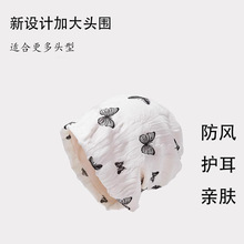 日系抽丝做旧设计包头蝴蝶堆堆帽韩版ins风睡帽月子帽放吹头防风