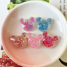 韩国新款创意可爱卡通米奇闪粉闪亮树脂饰品配件贴片儿童皮筋搭配