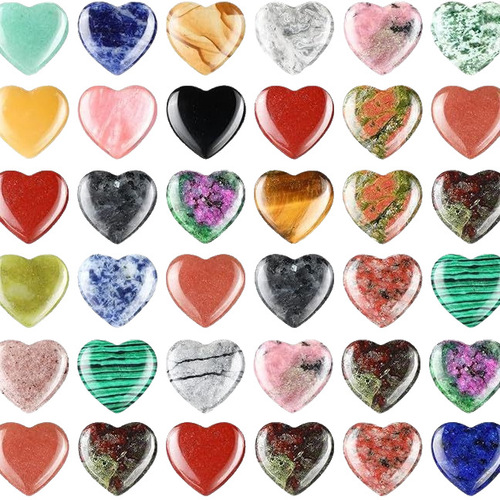 2cm natural stone powder crystal heart-shaped gemstone heart-shaped natural stone crystal raw material high-quality palm stone crystal
