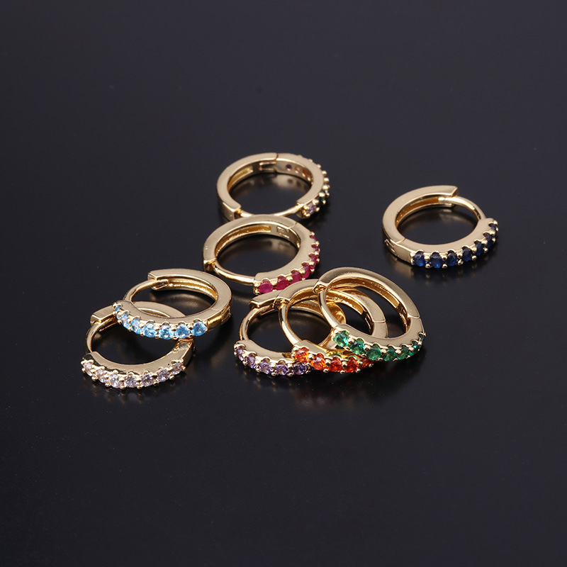 Henson joyería nuevo color medio circonio hebilla del oído estilo coreano popular punción pendientes moda pendientes solo HSPJ323