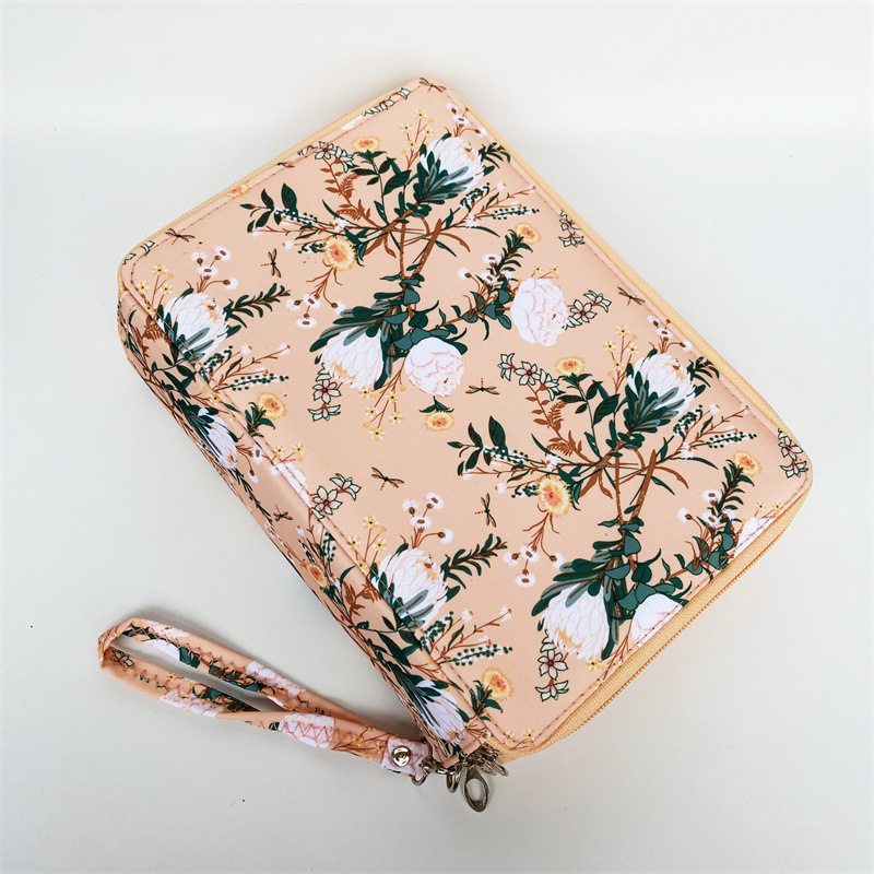 Bolsa de lápices multicolor con estampado de tela Oxford, bolsa de papelería para estudiantes, bolsa de lápices de almacenamiento de pintura artística con 200 agujeros, cremallera portátil