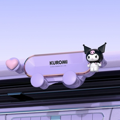 Kuromi New Car Interior Set Car Accessories Cute Phone Holder Parking Sign Headrest Seat Cushion Foot Mat for Women (Sürətlər qutusu və əl tormozu başlıqları) - ku189-1-air-outlet-mobile-phone-holder1