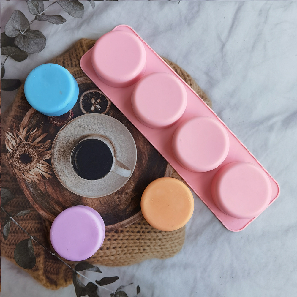 4 molde de jabón molde de silicona circular aromático artesanía molde de jabón molde de vela molde de pastel de arroz harina