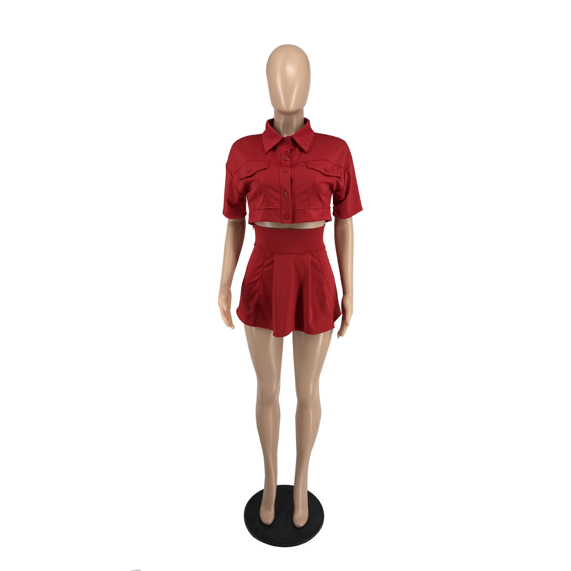 Completo due pezzi donna stile cargo top e minigonna_voghion.com