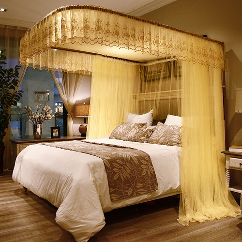 Bed Canopy Home 1.5m Royal Guide Track U-shaped 1.8m Double Bed Encrypted Thick Summer Support Track Princess Style