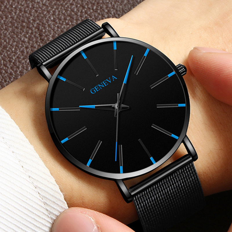 Cross-Border Popular Ultra-Thin Watch Men's Alloy Mesh Strap Simple Quartz Watch Fashion Business Men's Watch Wholesale