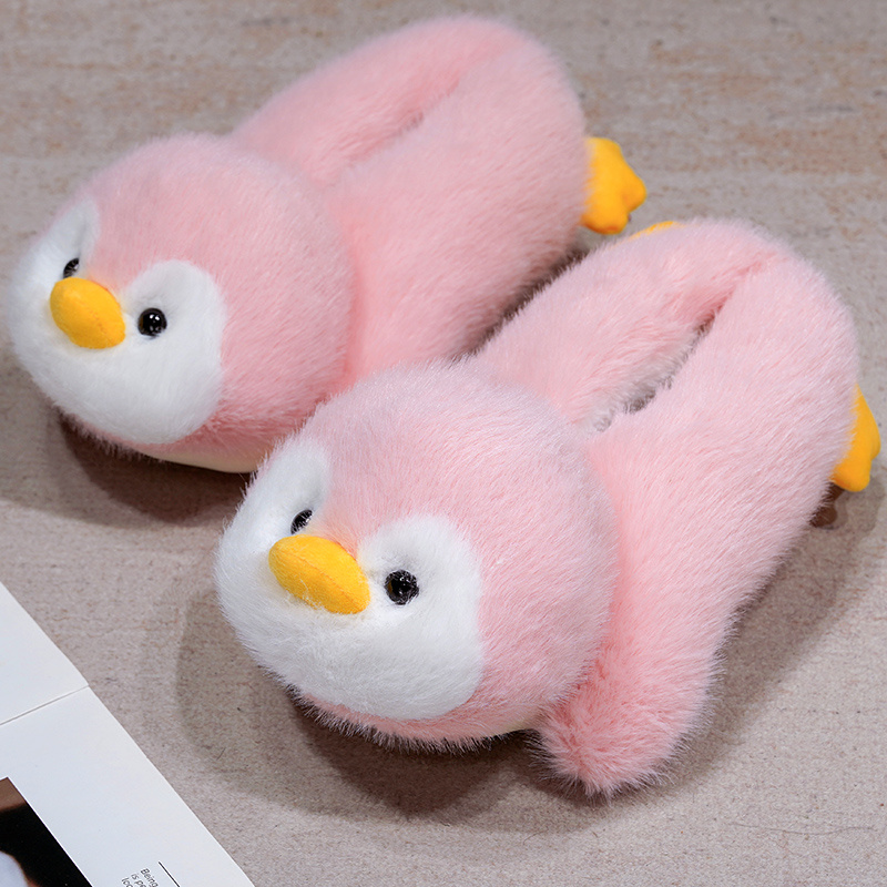 Cartoon transfronterizo pingüino zapatos para el hogar zapatillas de oficina de niñas zapatillas de algodón zapatillas de peluche para niños zapatillas de calentamiento gruesas