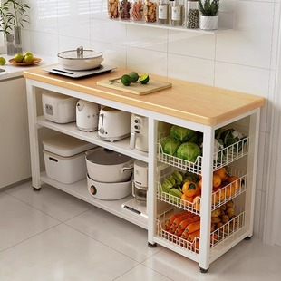 Kitchen Multifunctional Storage Rack, Storage Rack, Vegetable Basket, Vegetable Cutting Workbench, Microwave Oven, Pot Side Cabinet, Multi-Layer Table