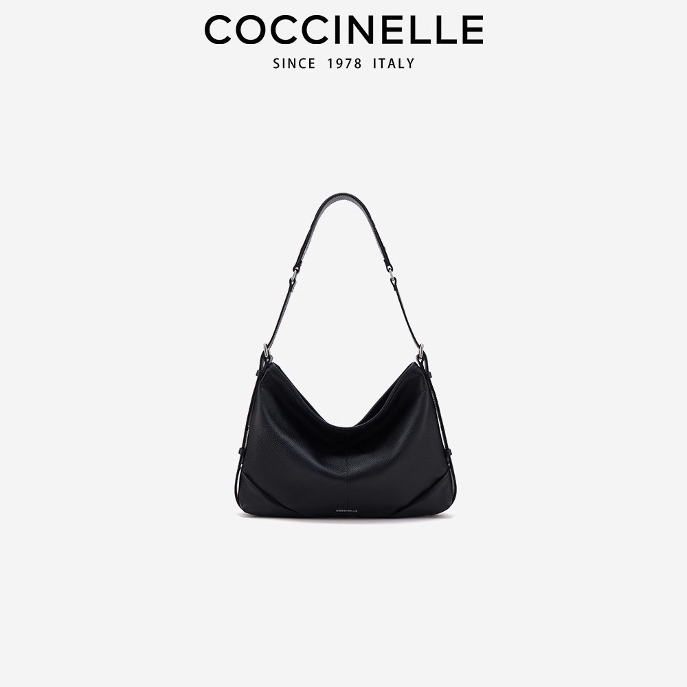 Coccinelle New Genuine Leather Women's Handbag Top Grain Cowhide Shoulder Bag Large Capacity Fashion Underarm Bag Motorcycle Bag