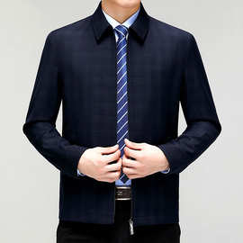 专柜中老年羊毛夹克男2025年新款中年爸爸装休闲翻领免烫男装外套