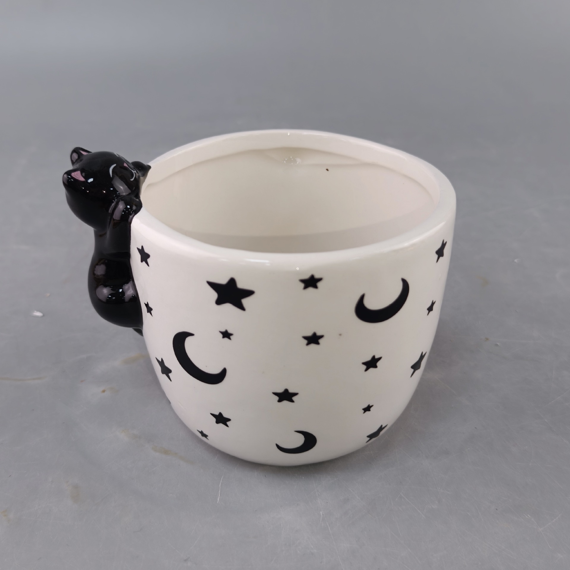 Cerámica taza de Halloween, taza de gato, taza de cerámica pintada a mano, taza de animales, taza de agua de pareja, encantadora