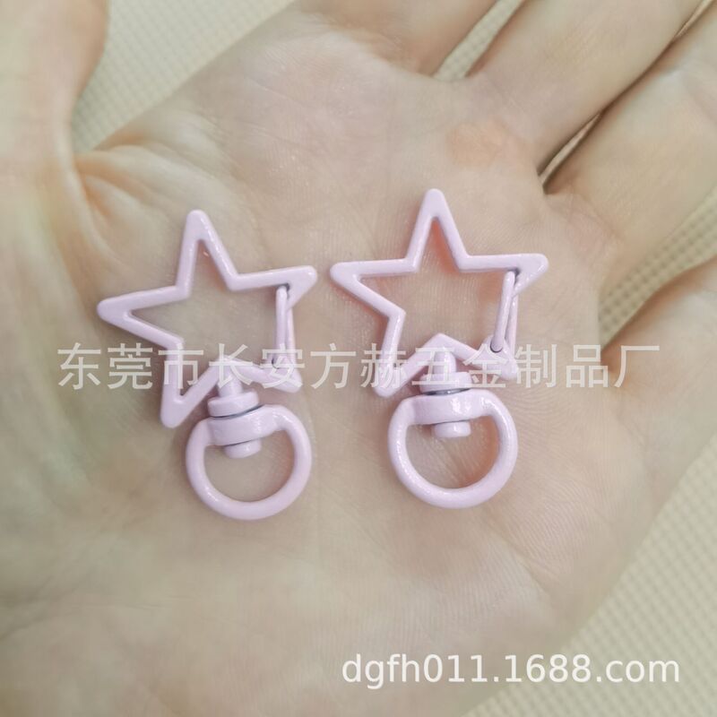 Diyアクセサリーのキーホルダーカラー塗装金属犬ボタン五角星形マスクチェーンキャンディー色キーホルダー|undefined