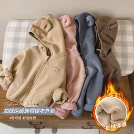 婴儿奥粒绒连帽外套冬装秋冬男童棉服女童宝宝儿童保暖上衣有吊牌