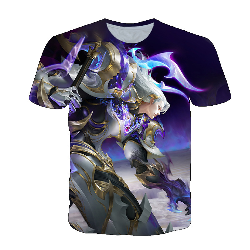 Camiseta de manga corta con estampado digital bidimensional de verano 3d verano para adolescentes y niños juego de gloria para hombres