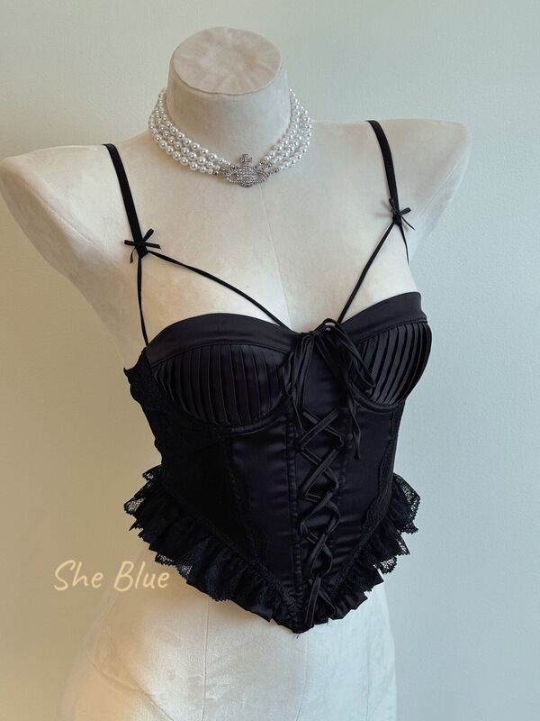 Pure Desire Lingerie for Women with Small Busts, Sexy Lace Ruffled Vest Bra, Slim Fit Inner Wear in Black and Bean Paste Purple Cotton Pure Desire Lingerie for Women with Small Busts, Sexy Lace Ruffled Vest Bra, Slim Fit Inner Wear in Black and Bean Paste Purple Cotton