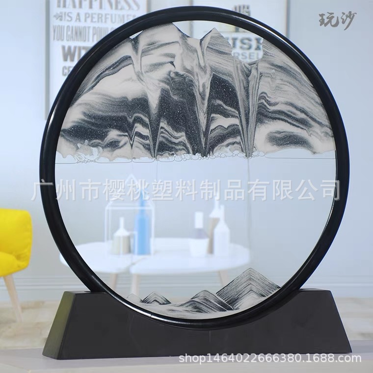 (2개) 창조적 인 퀵 샌드 페인팅 장식 거실 사무실 유리 간단한 3D 모래 시계 감압 답답한 라운드 장식 선물