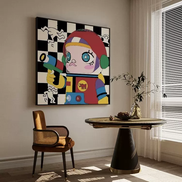 卡通插画泡泡玛特Molly儿童房挂画客厅墙壁装饰画儿童房装饰画