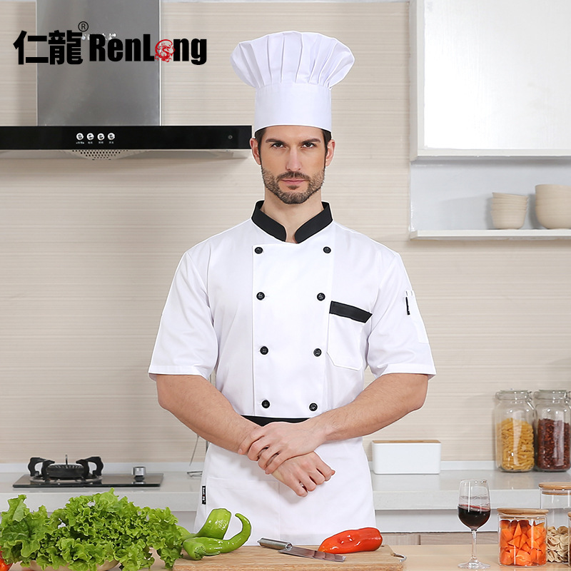Ropa de chef Hombre Manga larga Blanco Transpirable Logotipo Bordado Comedor Hotel Tooling Comedor Chef Ropa de trabajo