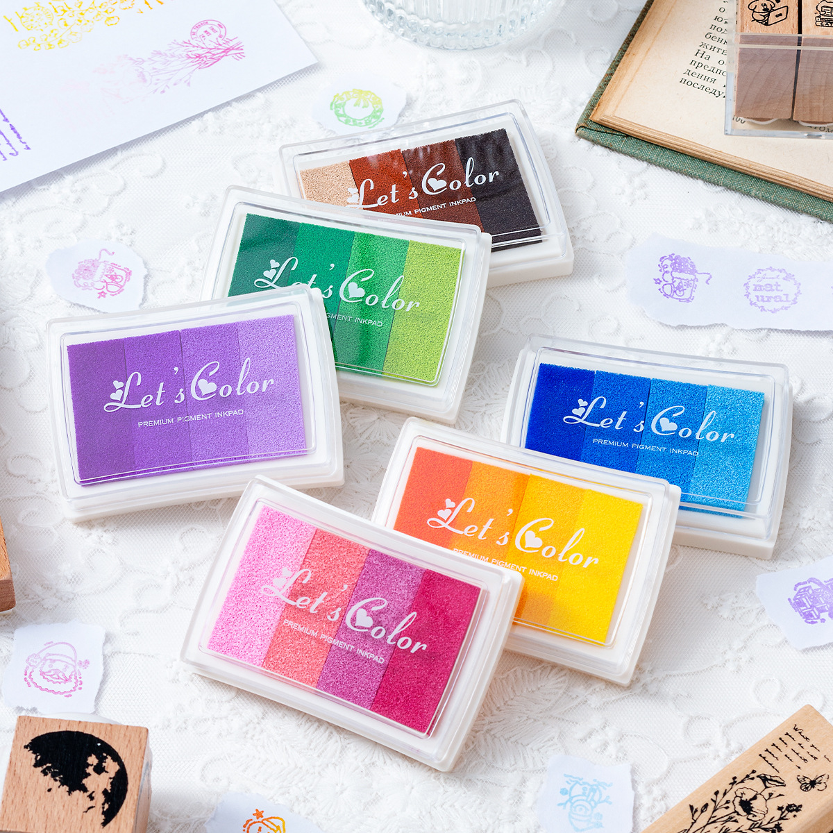 Almohadillas de Tinta con Gradiente Arcoíris de 6 Colores para Sellos y Manualidades DIY image 3