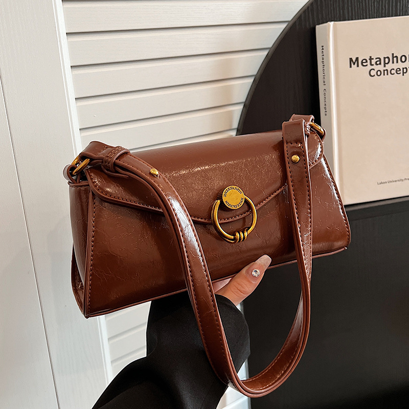Korean Style Trendy Mini Baguette Bag For Women Spring/Summer New Shoulder Underarm Bag Textured Crossbody Square Bag - Thumbnail 2