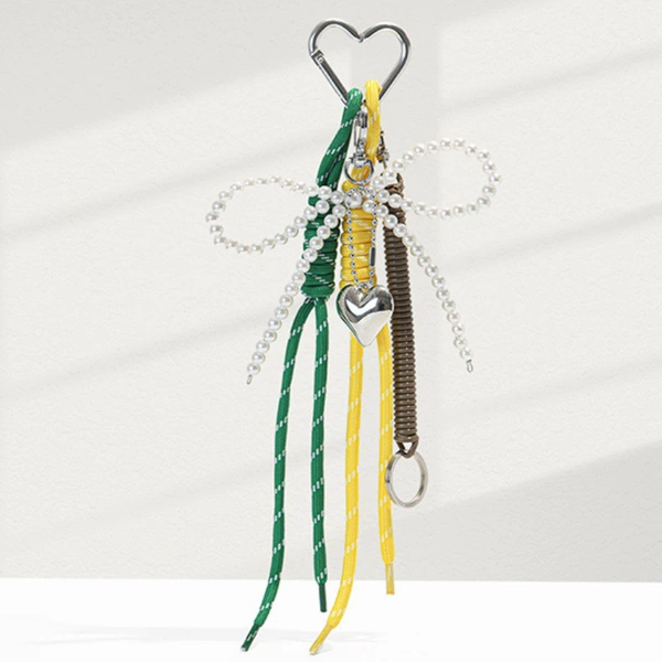 Green yellow pendant pearl with bow
