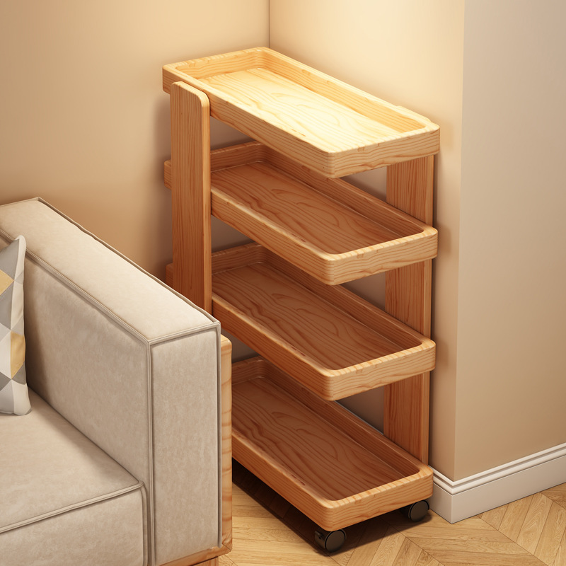 Mesa de té móvil sofá de sala de estar contra la pared estrecha madera sólida borde de la mesa de comedor de la sala de estar 2025 nuevo carro pequeño