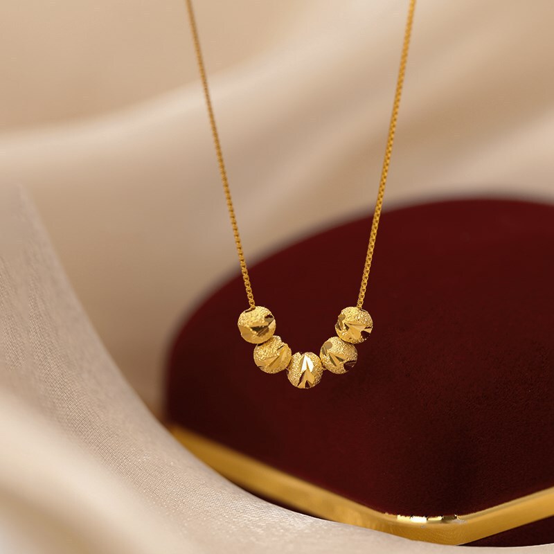 Wufu linmen necklace women's love Frosted Lucky Beads pendant light luxury all-match high-grade clavicle chain online live broadcast Wufu linmen necklace women's love Frosted Lucky Beads pendant light luxury all-match high-grade clavicle chain online live broadcast