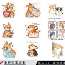 热转印烫画贴服装印花图案小狗柯基超萌女装白墨烫图热撕烫金烫银