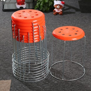 Thickened plastic high stools, home restaurant stools, stackable, sturdy round stools, barbecue food stalls, eight-hole stools, small benches